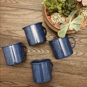 Blue speckled enamel mugs